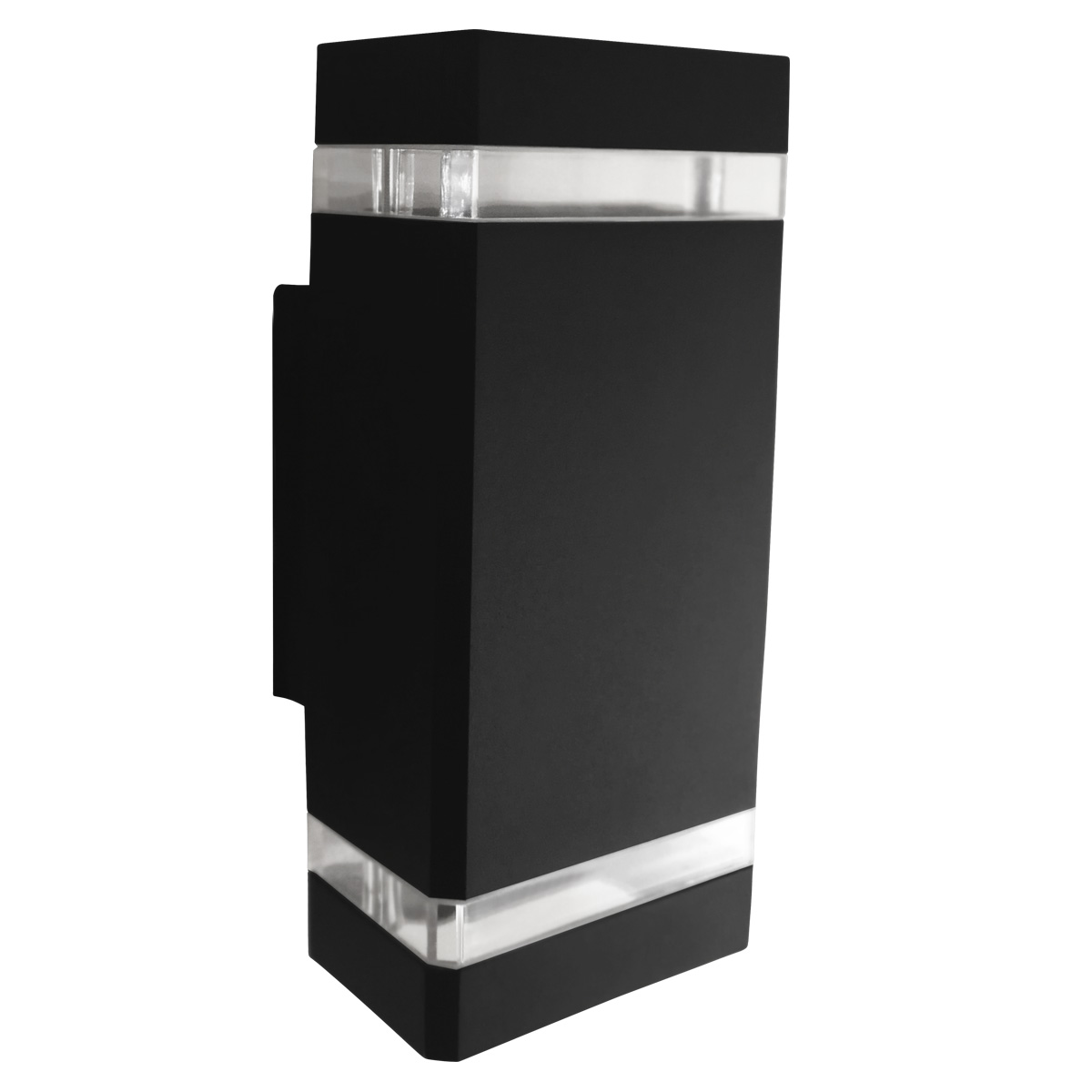 LUMINARIA PARED RECTANGULAR DOBLE ALUMINIO NEGRO EXTERIOR 2XGU10