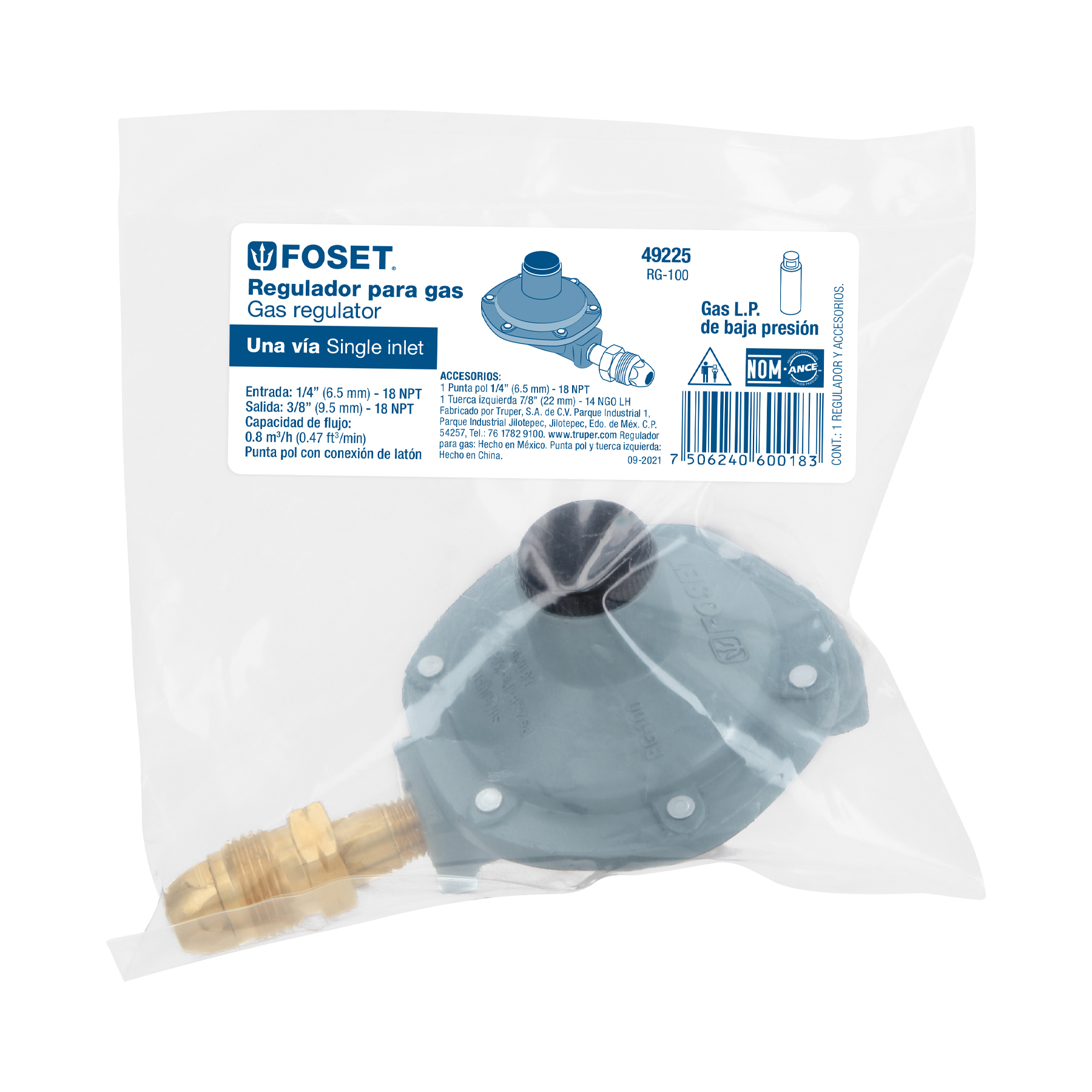 REGULADOR DE GAS L.P. DE 1 VÍA, FOSET
