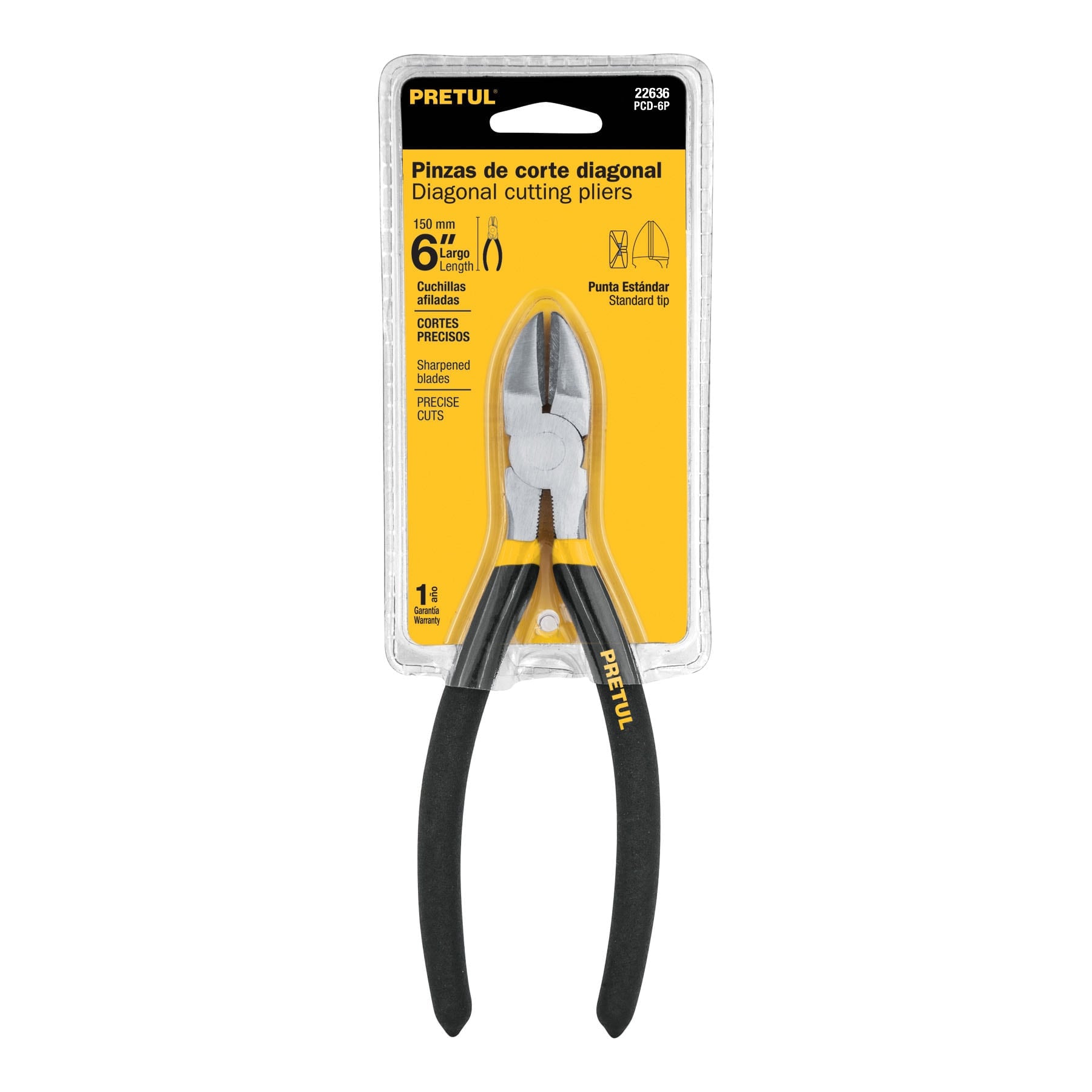 PINZA DE CORTE DIAGONAL 6 MANGO DE VINIL, PRETUL