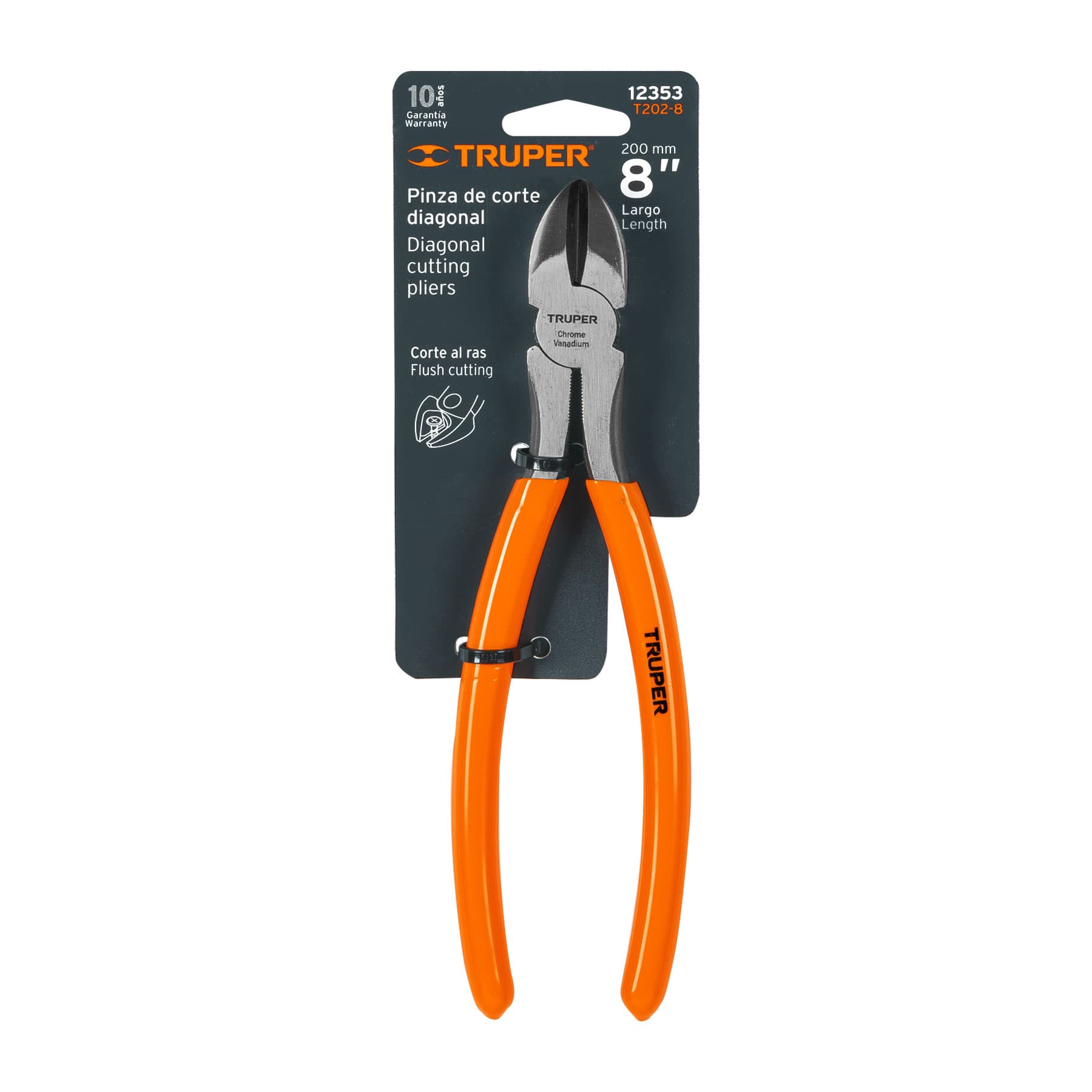 PINZA DE CORTE DIAGONAL 8 MANGO DE PVC, TRUPER