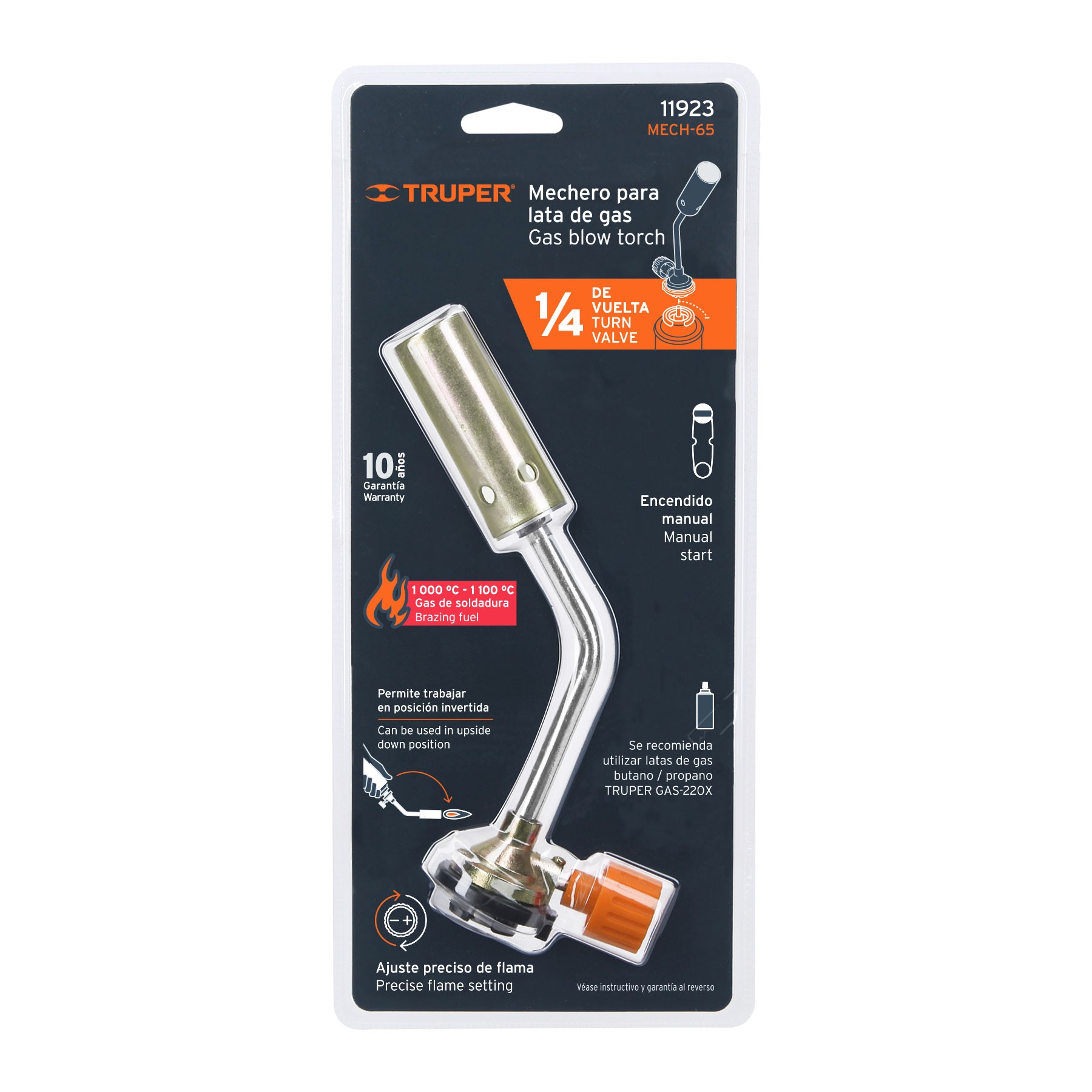 MECHERO PARA LATA DE GAS DE 1/4 DE VUELTA, TRUPER