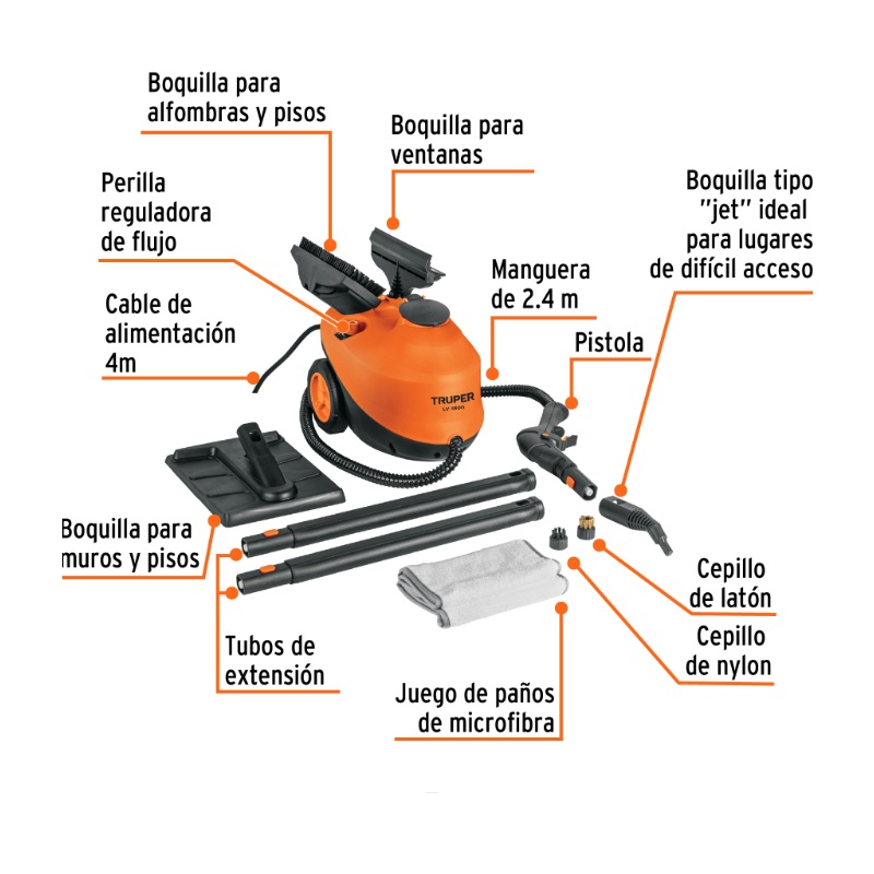 LIMPIADOR A VAPOR, 1800W, TRUPER