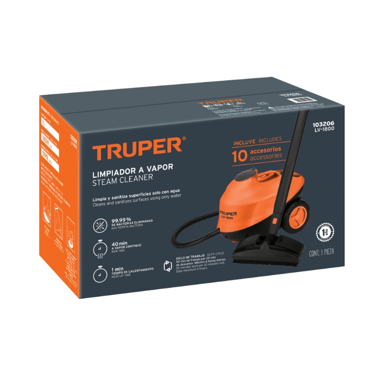 LIMPIADOR A VAPOR, 1800W, TRUPER