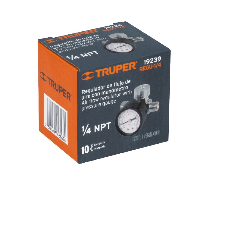 REGULADOR DE AIRE CON MANOMETRO, CUERDA 1/4 NPT, TRUPER