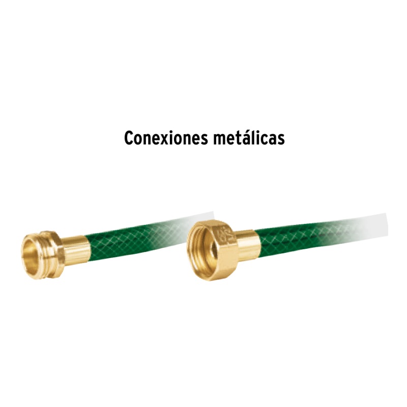 MANGUERA 1/2" REFORZADA 3 CAPAS CONEXIONES METAL 20M, PRETUL