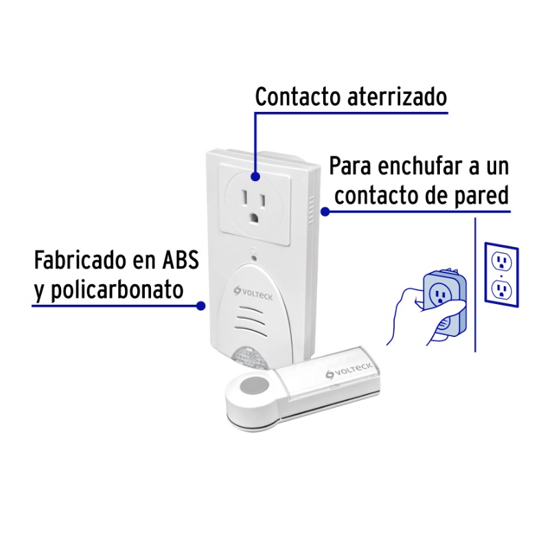 TIMBRE INALÁMBRICO CON RECEPTOR PARA ENCHUFAR, 1 TONO