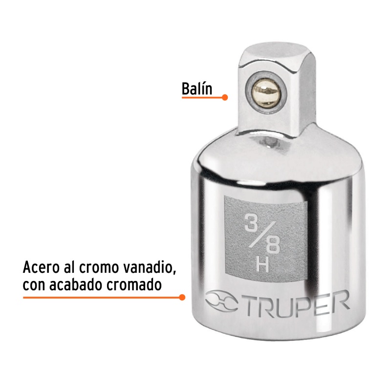 ADAPTADOR PARA MATRACA DE CUADRO 3/8" A CUADRO 1/4", TRUPER