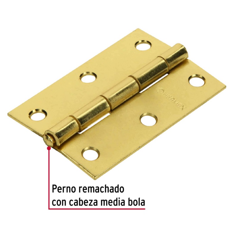 BISAGRA RECTANGULAR 3" ACERO LATONADO, HERMEX