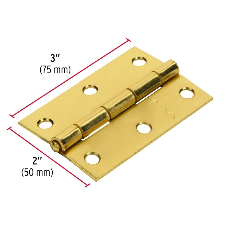 BISAGRA RECTANGULAR 3" ACERO LATONADO, HERMEX