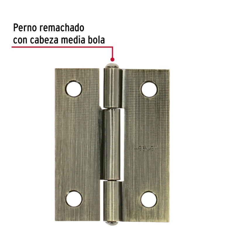 BISAGRA RECTANGULAR 2" LATÓN ANTIGUO, HERMEX