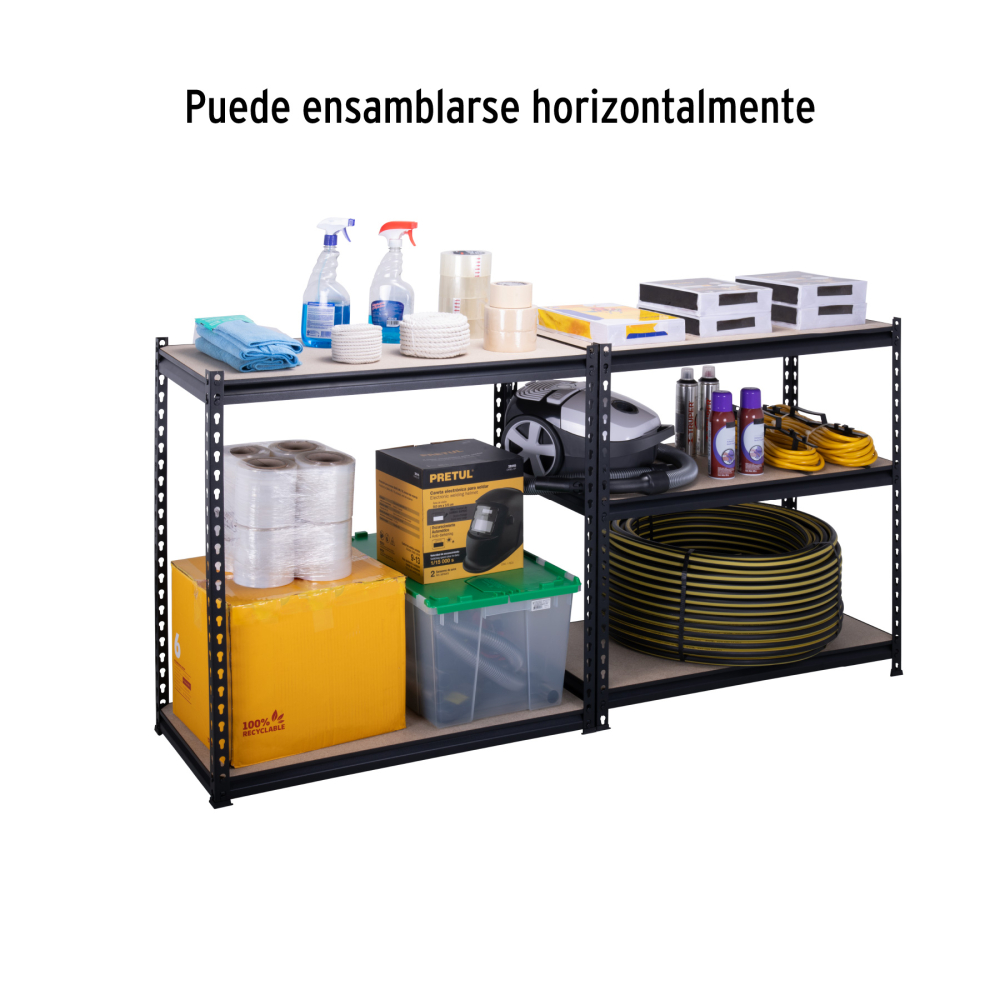 ESTANTE METÁLICO 5 REPISAS MDP CAP. 60 KG,180X45X90, PRETUL