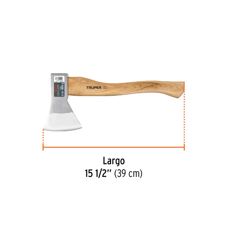 HACHA EUROPEA, 800 G, MANGO HICKORY 15", TRUPER