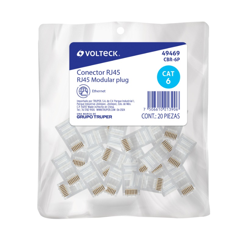 PLUG RJ45 CAT6, BOLSA CON 20 PIEZAS