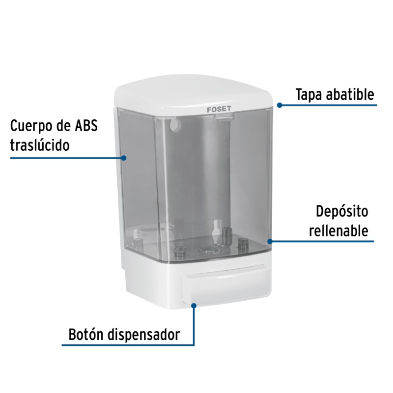 DOSIFICADOR PARA JABÓN LÍQUIDO, BLANCO, FOSET BASIC