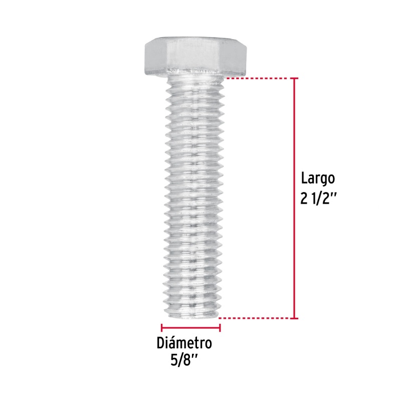 BOLSA CON 8 TORNILLOS 5/8" X 2-1/2" TIPO MÁQUINA, FIERO