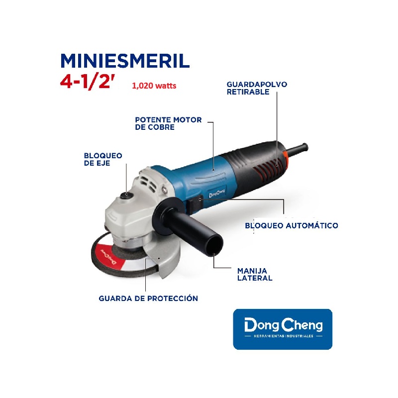 MINIESMERILADORA DE 4 1/2"DONG CHENG DSM07-115S DE 1020W 5/8"