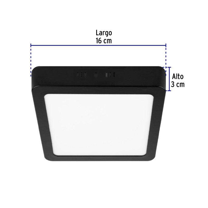 LUMINARIO LED PLAFÓN 12W 6500K, CUADRADO, NEGRO, VOLTECK