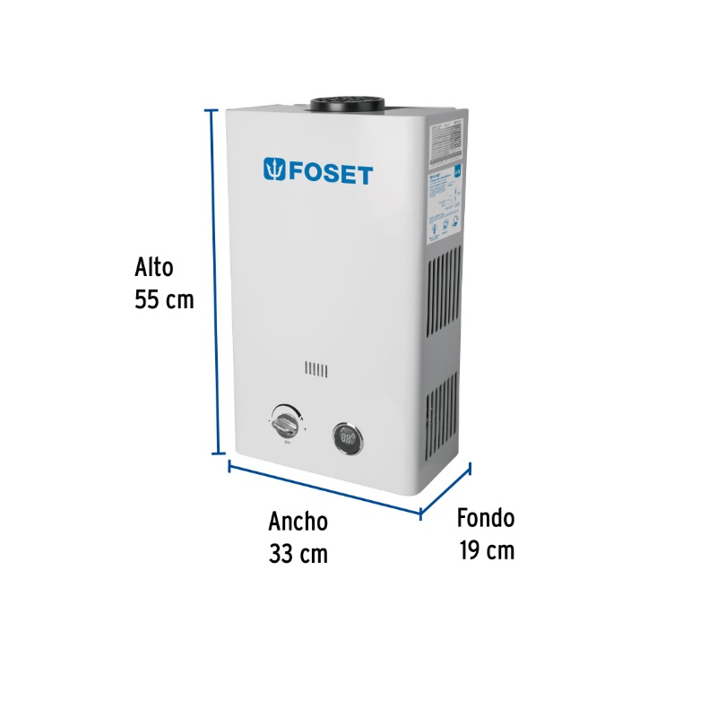 CALENTADOR INSTANTÁNEO, 11L, 2 SERVICIOS, GAS LP, FOSET