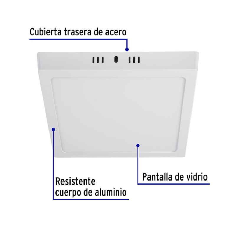 LUMINARIO LED PLAFÓN 18W 6500K, CUADRADO, BLANCO, VOLTECK
