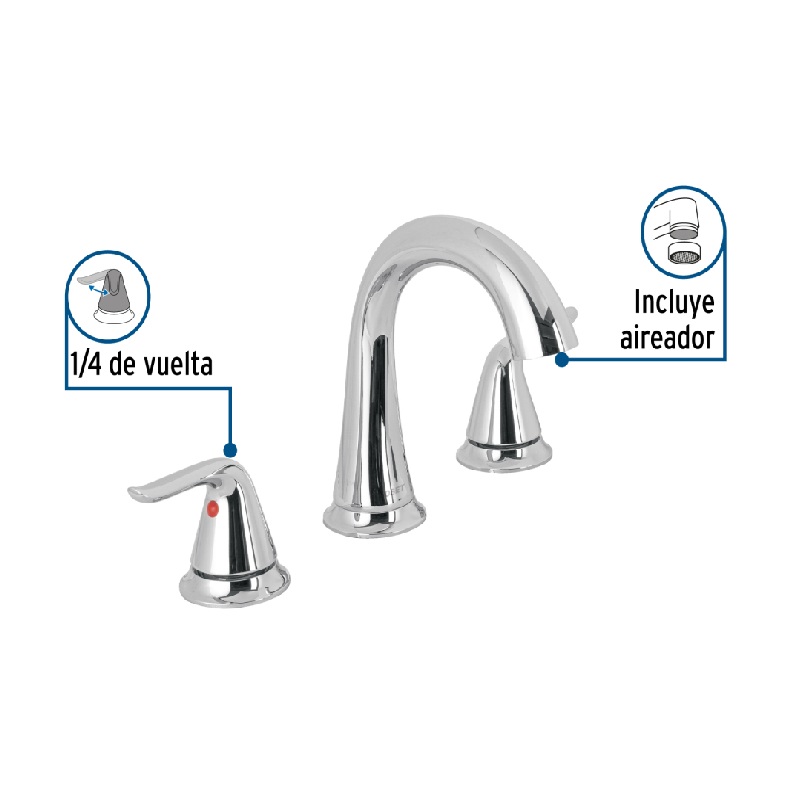MEZCLADORA LAVABO TALADROS SEPARADOS, CROMO, FOSET AERO