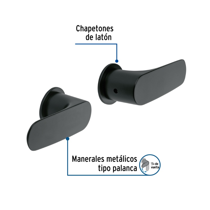 JUEGO MANERALES PALANCA PARA REGADERA, NEGRO, FOSET RIVIERA