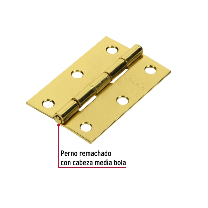 BISAGRA RECTANGULAR 2-1/2" ACERO LATONADO, HERMEX