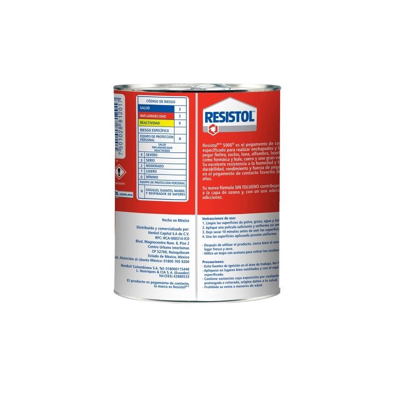 PEGAMENTO DE CONTACTO RESISTOL 5000 LATA 1 LT 2373802 HENKEL