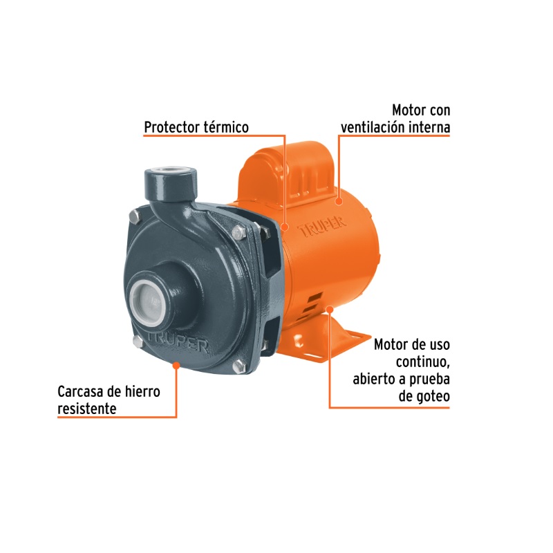 BOMBA CENTRÍFUGA PARA AGUA, 1/2 HP, TRUPER