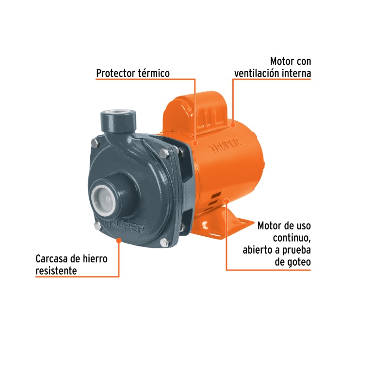 BOMBA CENTRÍFUGA PARA AGUA, 3/4 HP, TRUPER